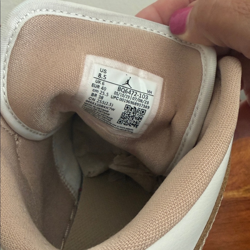 Jordan Women's Beige and White High-Top Sneakers - Picture 3 of 5